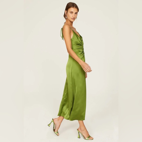 Sandro Zola Green Satin Dress - Picture 2 of 8